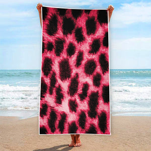 Hot Pink And Black Cheetah Print Beach Towel