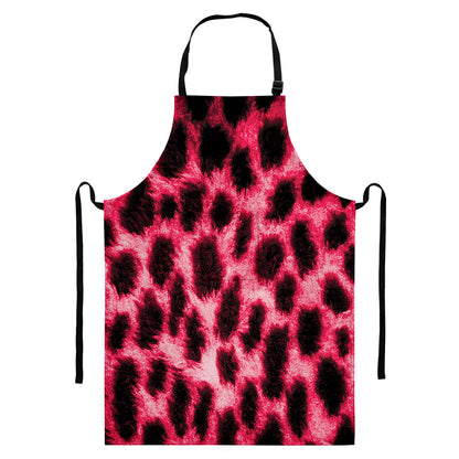 Hot Pink And Black Cheetah Print Bib Apron With Pocket