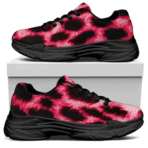 Hot Pink And Black Cheetah Print Black Chunky Shoes