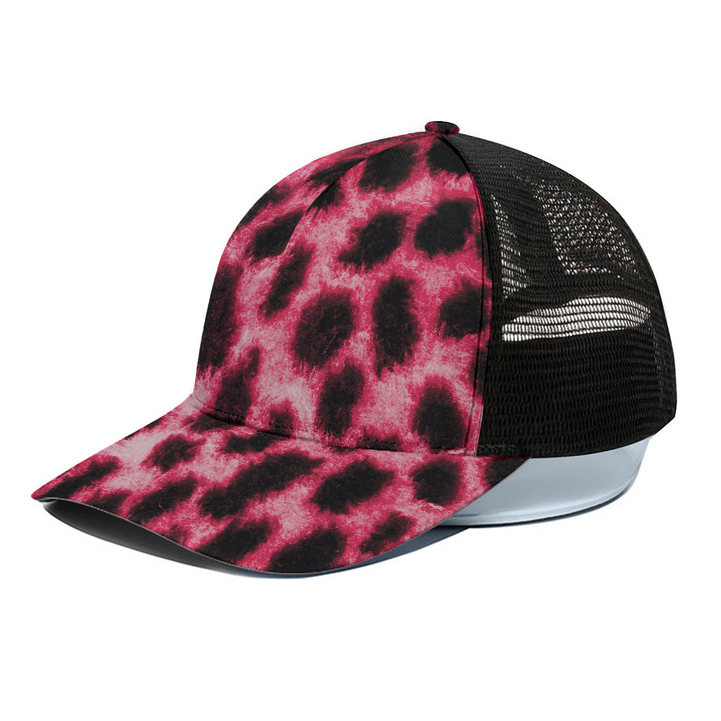 Hot Pink And Black Cheetah Print Black Mesh Trucker Cap