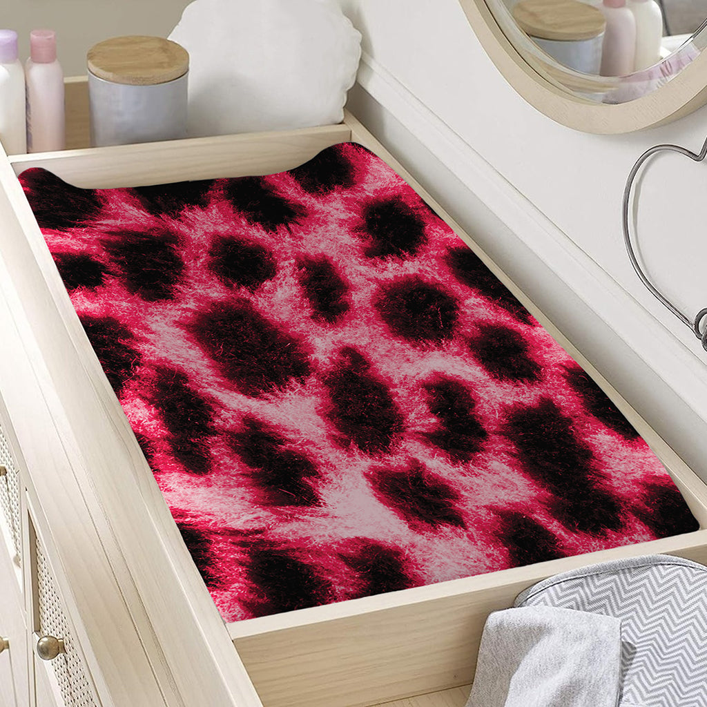 Hot Pink And Black Cheetah Print Changing Pad Cover