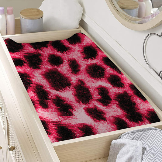 Hot Pink And Black Cheetah Print Changing Pad Cover