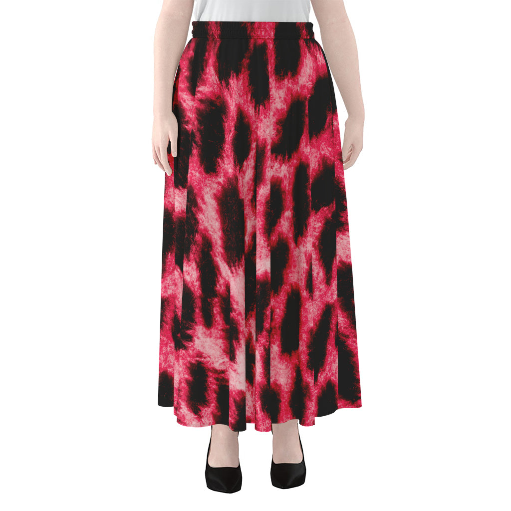 Hot Pink And Black Cheetah Print Chiffon Maxi Skirt