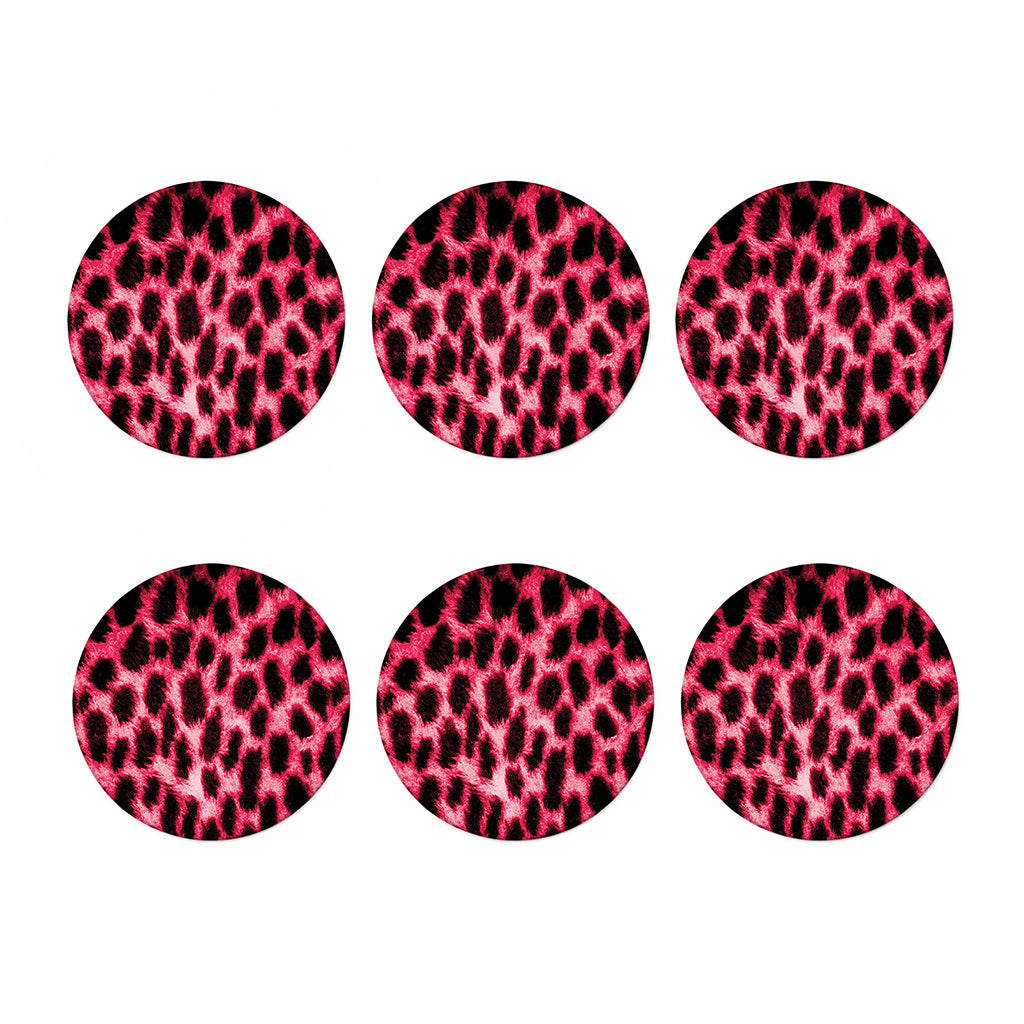 Hot Pink And Black Cheetah Print Coaster Set