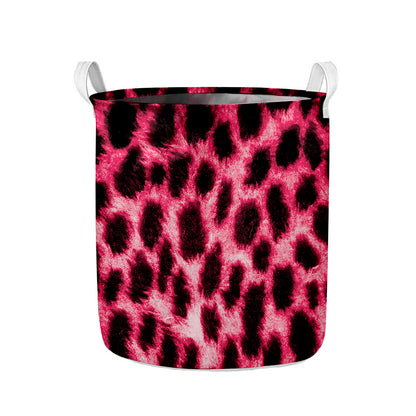 Hot Pink And Black Cheetah Print Collapsible Laundry Basket