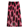 Hot Pink And Black Cheetah Print Cotton Front Slit Maxi Skirt