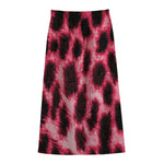 Hot Pink And Black Cheetah Print Cotton Front Slit Maxi Skirt