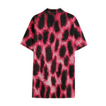 Hot Pink And Black Cheetah Print Cotton Hawaiian Shirt