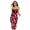 Hot Pink And Black Cheetah Print Cross Back Cami Dress