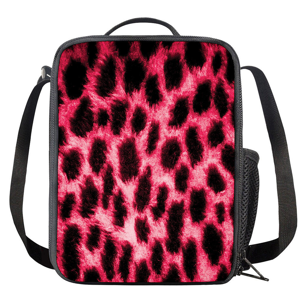 Hot Pink And Black Cheetah Print Crossbody Lunch Bag