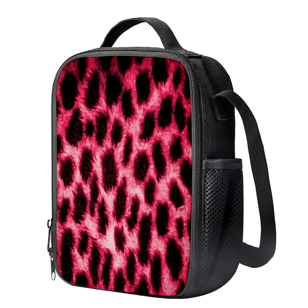 Hot Pink And Black Cheetah Print Crossbody Lunch Bag