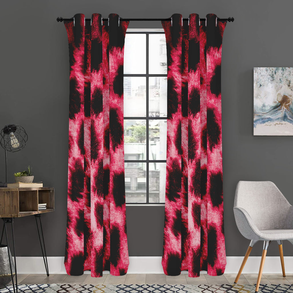 Hot Pink And Black Cheetah Print Curtain