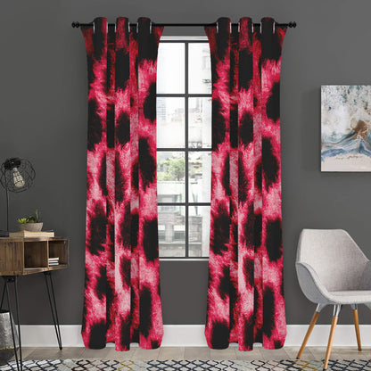 Hot Pink And Black Cheetah Print Curtain