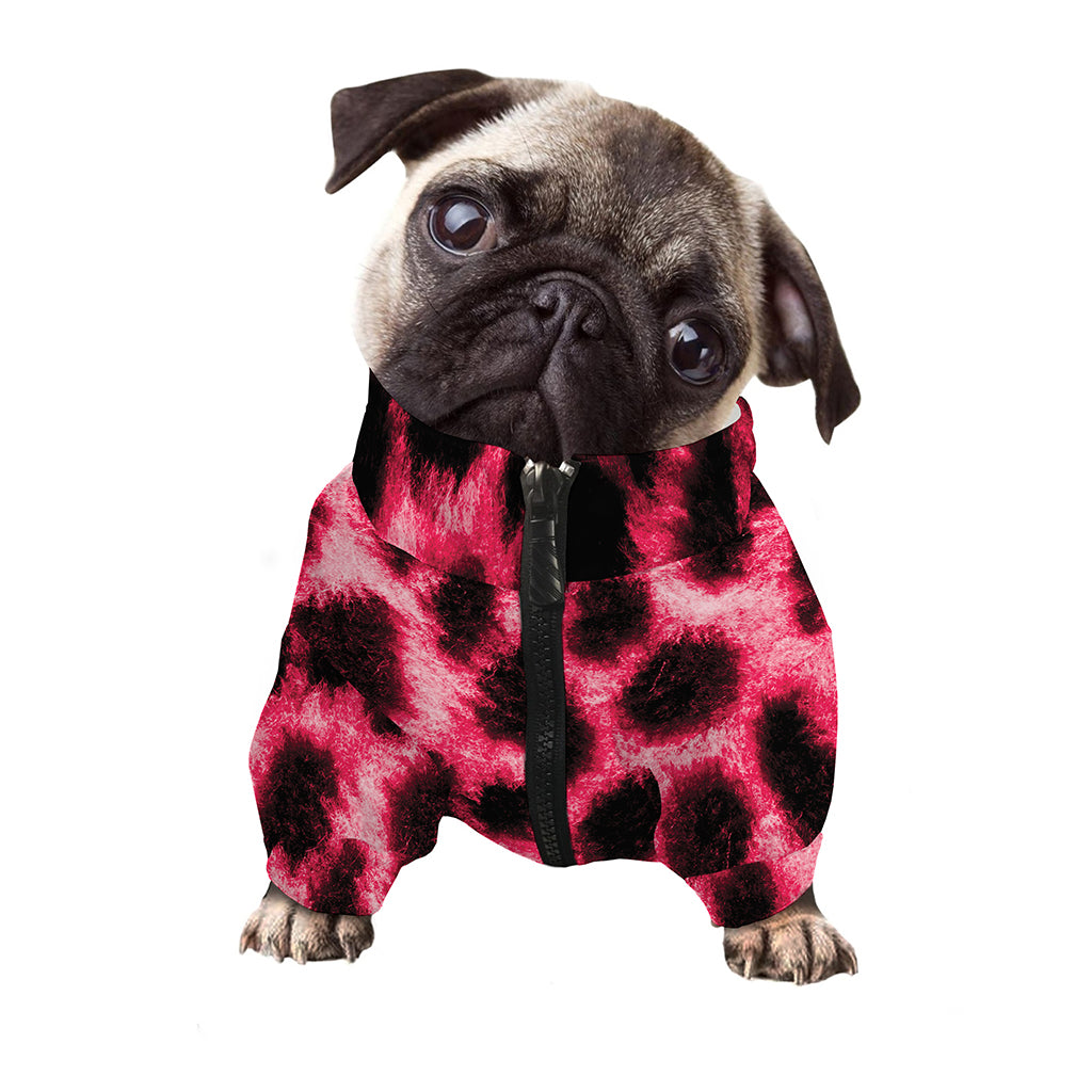 Hot Pink And Black Cheetah Print Dog Zip Up Jacket