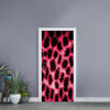 Hot Pink And Black Cheetah Print Door Sticker