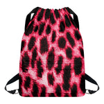 Hot Pink And Black Cheetah Print Drawstring Backpack