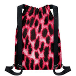 Hot Pink And Black Cheetah Print Drawstring Backpack