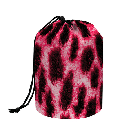 Hot Pink And Black Cheetah Print Drawstring Makeup Bag