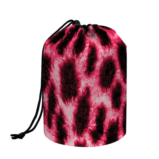 Hot Pink And Black Cheetah Print Drawstring Makeup Bag