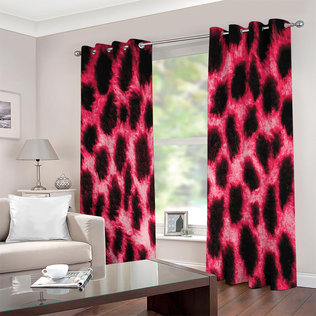 Hot Pink And Black Cheetah Print Extra Wide Grommet Curtains