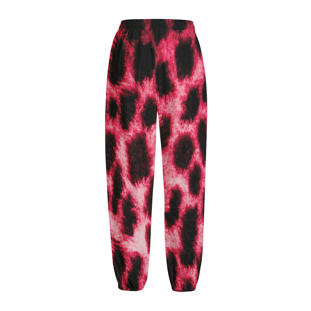 Hot Pink And Black Cheetah Print Fleece Lined Knit Pants