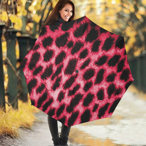 Hot Pink And Black Cheetah Print Foldable Umbrella