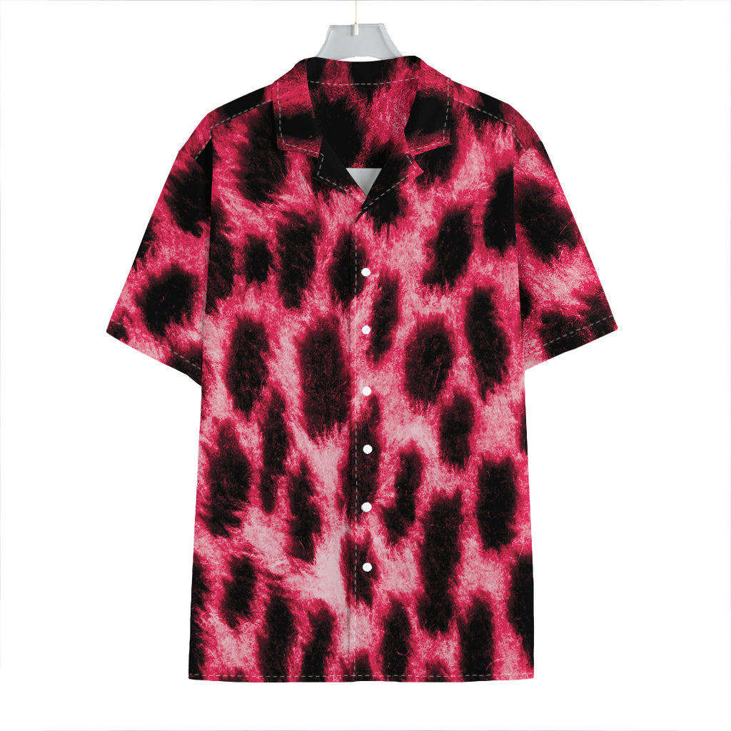 Hot Pink And Black Cheetah Print Hawaiian Shirt