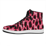 Hot Pink And Black Cheetah Print High Top Leather Sneakers