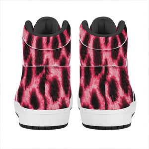 Hot Pink And Black Cheetah Print High Top Leather Sneakers