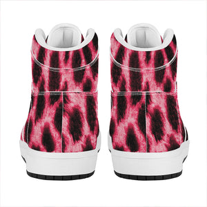 Hot Pink And Black Cheetah Print High Top Leather Sneakers