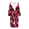 Hot Pink And Black Cheetah Print Hooded Bathrobe