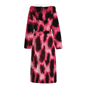 Hot Pink And Black Cheetah Print Hooded Bathrobe