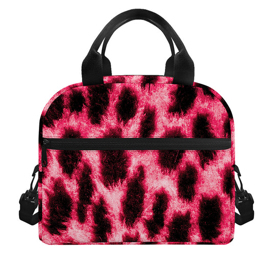 Hot Pink And Black Cheetah Print Insulated Lunch Bag