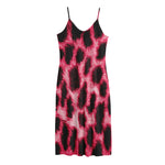 Hot Pink And Black Cheetah Print Jersey Midi Cami Dress