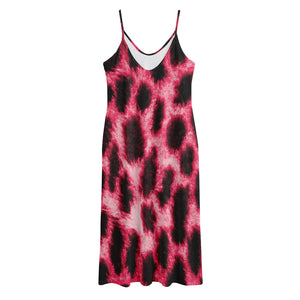 Hot Pink And Black Cheetah Print Jersey Midi Cami Dress