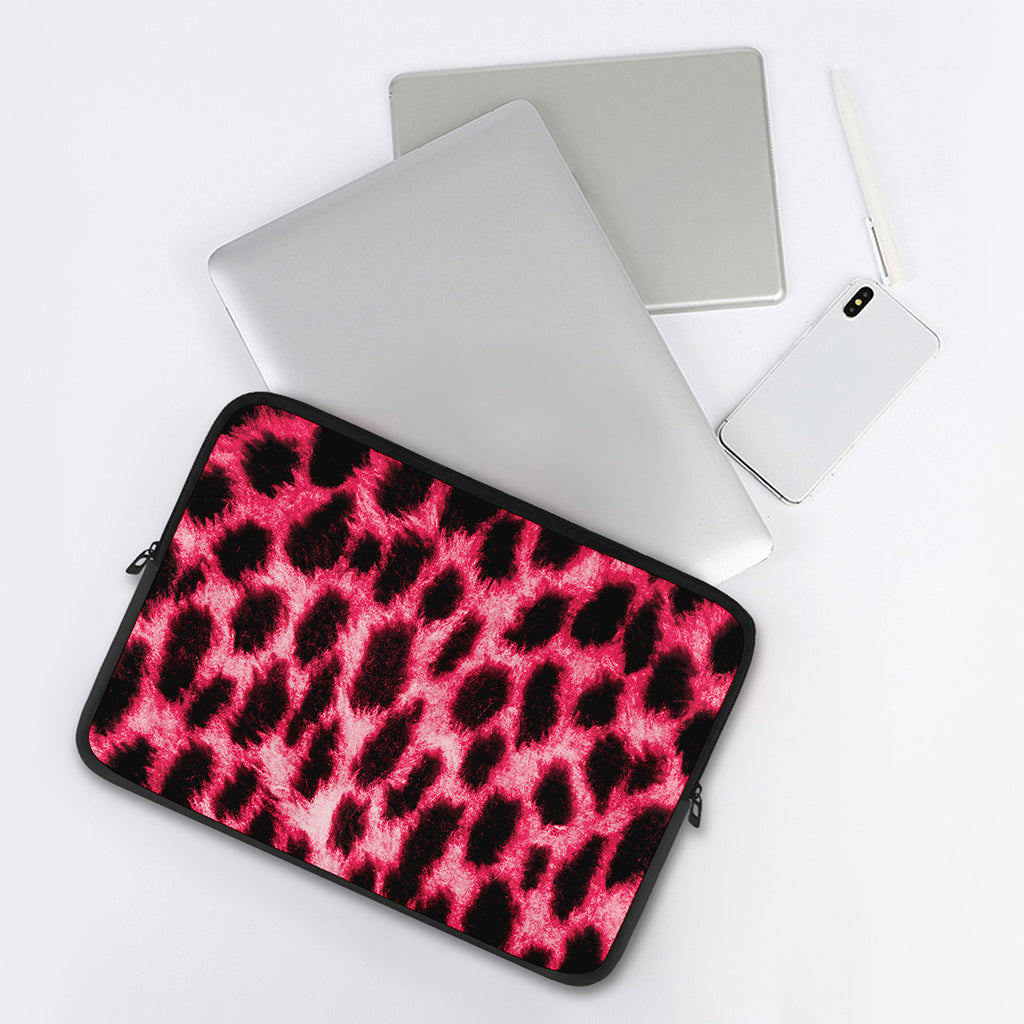 Hot Pink And Black Cheetah Print Laptop Sleeve