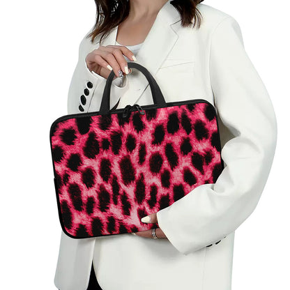 Hot Pink And Black Cheetah Print Laptop Sleeve With Handle