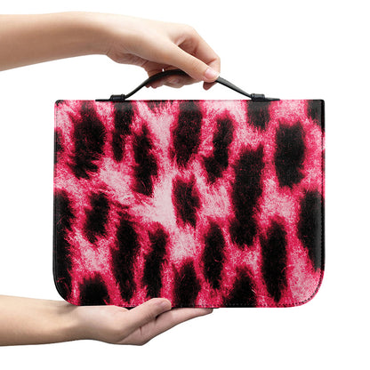 Hot Pink And Black Cheetah Print Leather Bible Cover