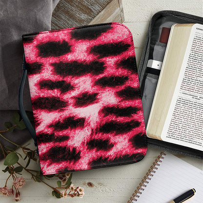 Hot Pink And Black Cheetah Print Leather Bible Cover