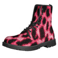 Hot Pink And Black Cheetah Print Lace-Up Boots