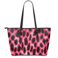 Hot Pink And Black Cheetah Print Leather Tote Bag With Zipper