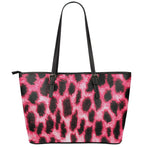 Hot Pink And Black Cheetah Print Leather Tote Bag