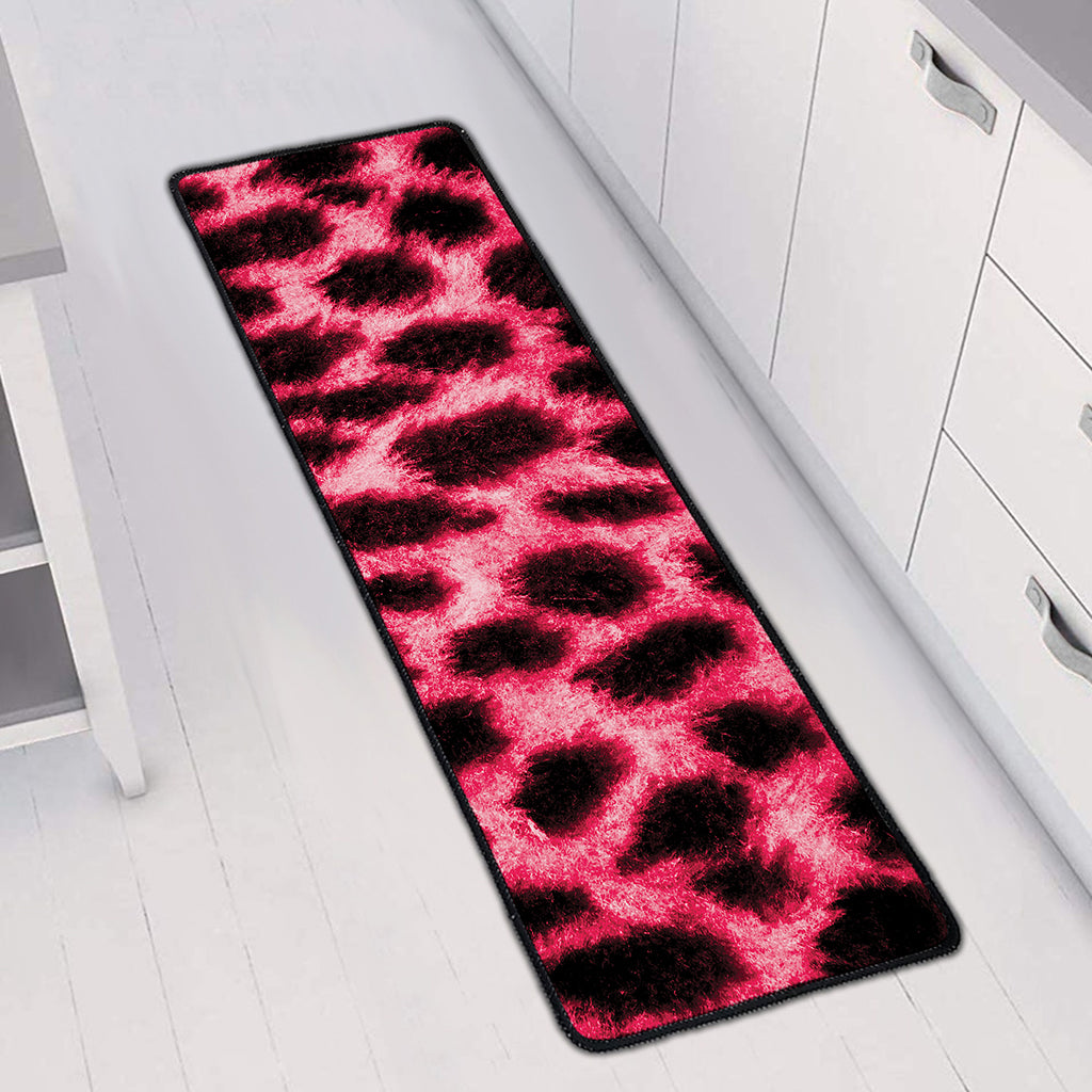 Hot Pink And Black Cheetah Print Long Kitchen Mat