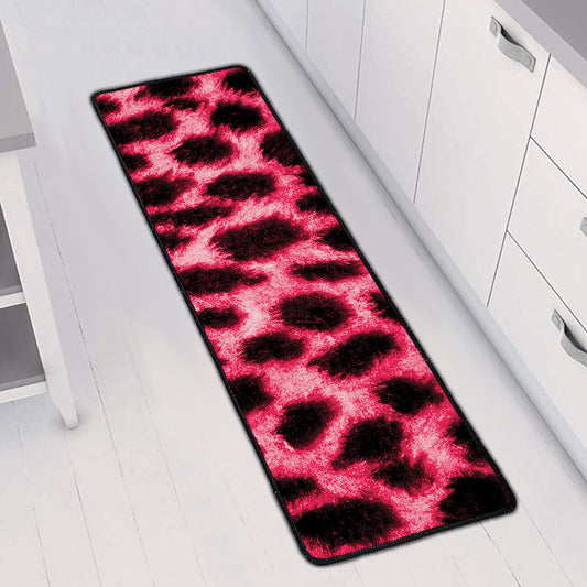 Hot Pink And Black Cheetah Print Long Kitchen Mat