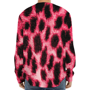 Hot Pink And Black Cheetah Print Long Sleeve Baseball Jersey