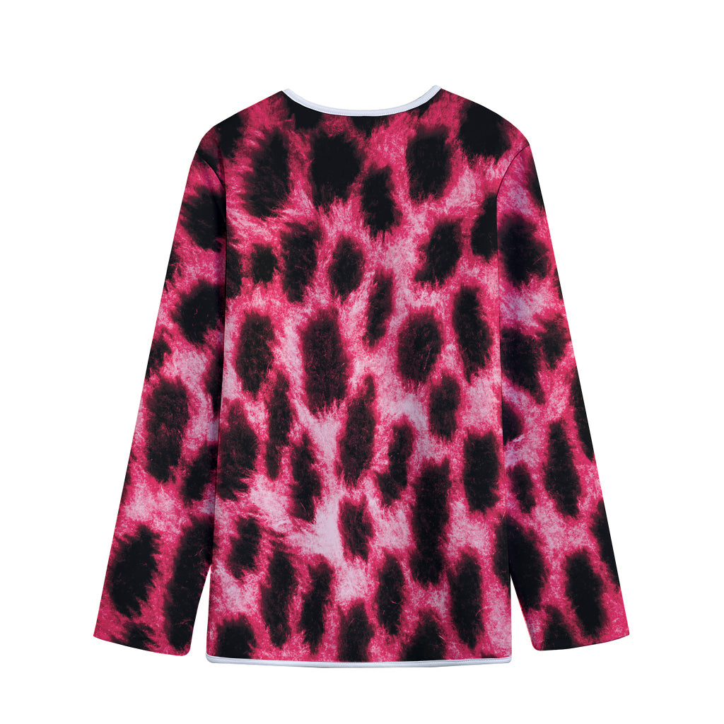 Hot Pink And Black Cheetah Print Long Sleeve Short Coat