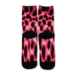 Hot Pink And Black Cheetah Print Long Socks