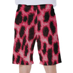 Hot Pink And Black Cheetah Print Men's Beach Shorts