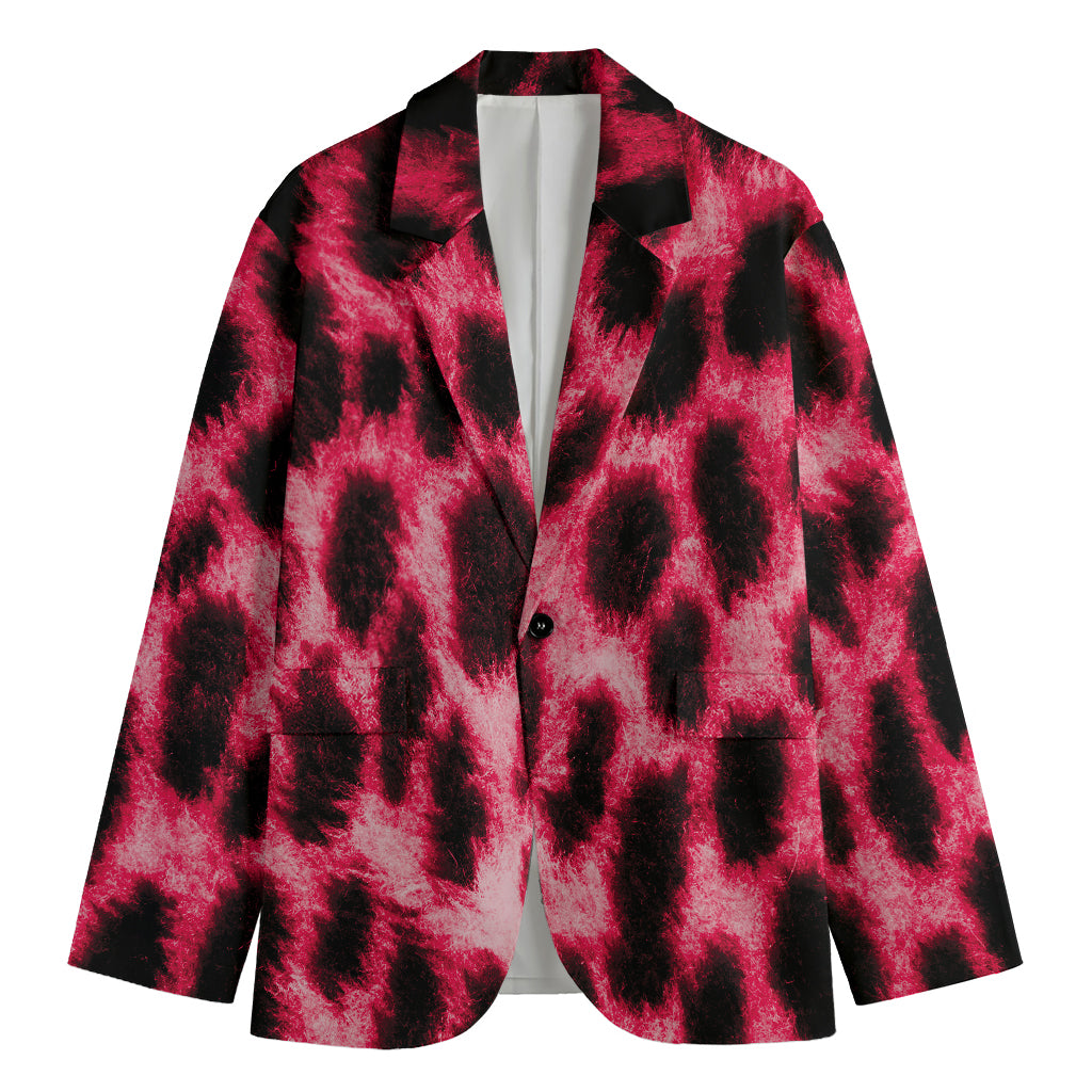 Hot Pink And Black Cheetah Print Men's Blazer