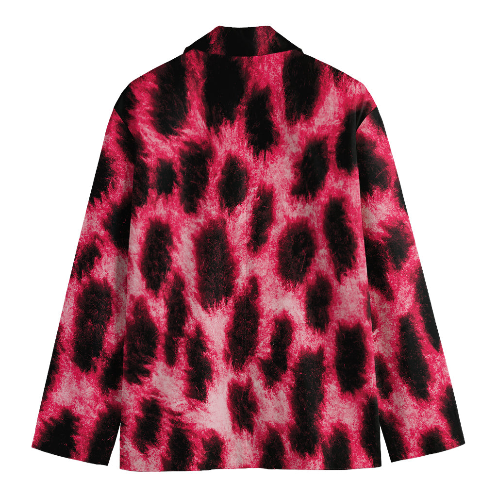 Hot Pink And Black Cheetah Print Men's Blazer